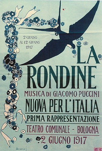 Playbill of the first Italian performance of La rondine