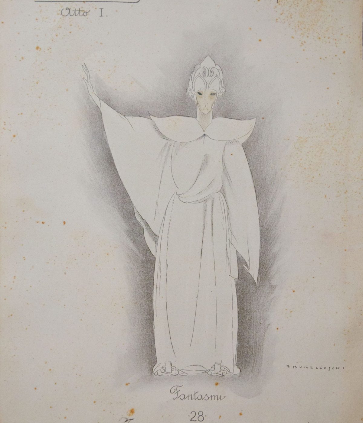 Umberto Brunelleschi. Figurini per i costumi di Turandot. Fantasmi.  Collezione Fondazione Giacomo Puccini e Collezione Sergio Bigongiari, Torre del Lago