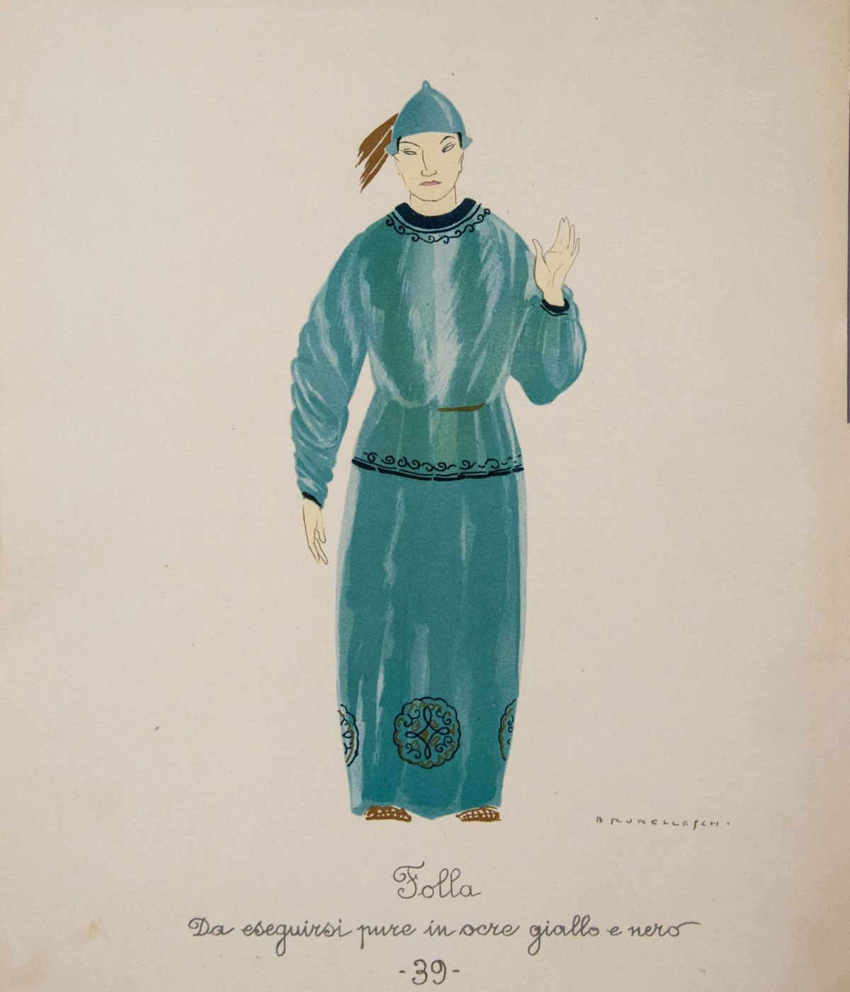 Umberto Brunelleschi. Figurini per i costumi di Turandot. La folla.  Collezione Fondazione Giacomo Puccini e Collezione Sergio Bigongiari, Torre del Lago
