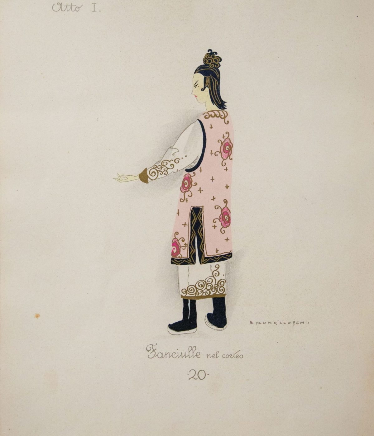 Umberto Brunelleschi. Figurini per i costumi di Turandot. Fanciulle del corte. Collezione Fondazione Giacomo Puccini e Collezione Sergio Bigongiari, Torre del Lago